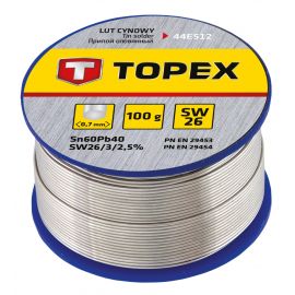 Topex Припій олов'яний, Sn60Pb40, флюс SW26, дріт 0.7мм, 100г