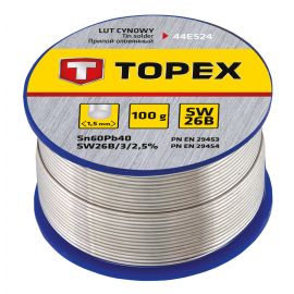 Topex 44E524 Припiй олов'яний 60%Sn, проволока 1.5 мм,100 г