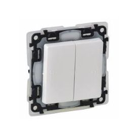 Legrand Valena LIFE вимикач 2-х клавішний автоматичні клеми IP44 білий