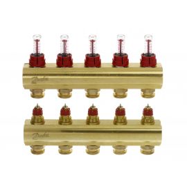 Danfoss Колектор FHF 5+5 з ротаметрами, латунний