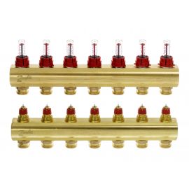 Danfoss Колектор FHF 7+7 з ротаметрами, латунний