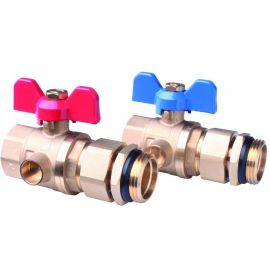 Danfoss Комплект кульових кранів FHF-BV, 1", для підключення колекторів, 2шт, прямий, латунь