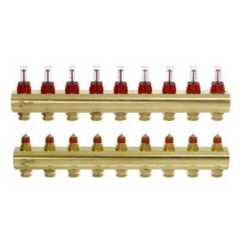 Danfoss Колектор FHF 9 + 9 з ротаметрами, латунний