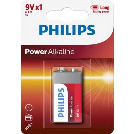 Philips Батарейка Power Alkaline лужна 6LR61 (6LF22, MN1604, MX1604, Крона) блістер, 1 шт