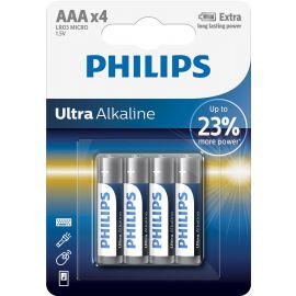 Philips Батарейка Ultra Alkaline лужна AAA блістер, 4 шт