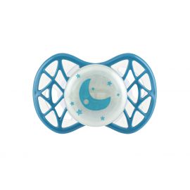 Nuvita Пустушка Air55 Cool 0міс+, ортодонтична, з ковпачком, світиться у темряві, місяць, бірюзововий
