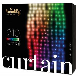 Twinkly Smart LED Гірлянда Twinkly Curtain RGBW 210, Gen II, IP44, 1.45м*2.1м, кабель прозорий