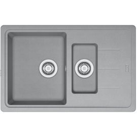 Franke Мийка кухонна Basis, фраграніт, прямокутник, з крилом, 780х500х200мм, чаша - 2, накладна, BFG 651-78, сірий камінь
