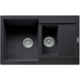 Franke Мийка кухонна Maris, фраграніт, прямокутник, з крилом, 780х500х200мм, чаша - 2, накладна, MRG 651-78, онікс