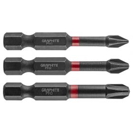Graphite Біти ударні, набір 3шт, 1/4", PH1/2/3x50мм, сталь S2