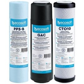 Ecosoft Комплект картриджів 1-2-3, покращений, (2 вугільних картриджа + поліпропілен)