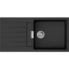 Hansgrohe Мийка кухонна S52, граніт, прямокутник, з крилом, 980х480х190мм, чаша - 1, накладна, S520-F480, чорний графіт