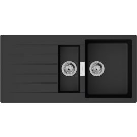 Hansgrohe Мийка кухонна S52, граніт, прямокутник, з крилом, 980х480х190мм, чаша - 1.5, накладна, S520-F530, чорний графіт