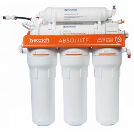 Ecosoft Фільтр зворотного осмосу Absolute з мінералізатором, 75 гал/добу, дренаж 1:1, подвійний кран модерн