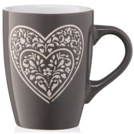 ARDESTO Чашка Heart, 330 мл, темно-сіра, кераміка