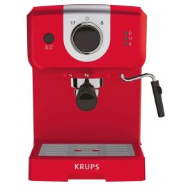 Krups Кавоварка ріжкова OPIO, 1.5л, мелена, ручний капуч, підігрів чашок, червоний