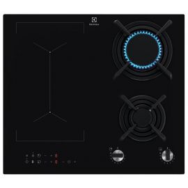 Electrolux Варильна поверхня комбінована (2 газ + 2 інд), 60см, розширена зона, чавун, чорний