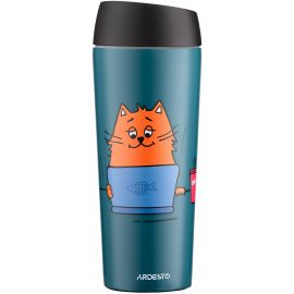 ARDESTO Термокухоль Coffee time Red Cat 450 мл, нержавіюча сталь, синій