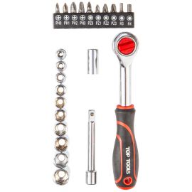 Top Tools Набір торцевих головок і біт, 1/4", 23шт, з тріскачкою