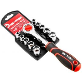 Top Tools Набір торцевих головок, 1/4", з тріскачкою, з подовжувачем, 12 од