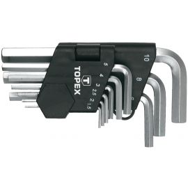Topex Ключі шестигранні, набір 9шт, короткі, CrV, 1.5-10мм