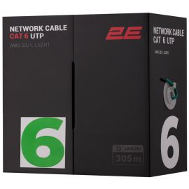 2E Кабель CAT 6, U-UTP, 305м, AWG 23/1, LSZH-1, зелений