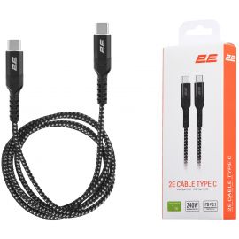 2E Кабель USB-C - USB-C PD 3.1 240W Aluminum Shell 1m Black