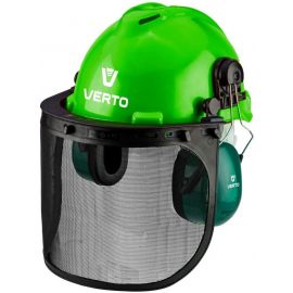 Verto Каска захисна, 3в1, каска, щиток для обличчя, навушники, зелений