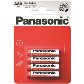 Panasonic Батарейка RED ZINK вугільно-цинкова AAA(R3) блістер, 4 шт.