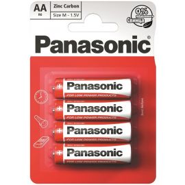 Panasonic Батарейка RED ZINK вугільно-цинкова AA(R6) блістер, 4 шт.