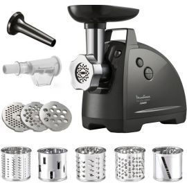 Tefal М'ясорубка HVB Plus, 2000Вт, 2.6кг/хв, 3 решітки, насадка для ковбас, кеббе, томатів, 5 терок, пластик/метал, чорний