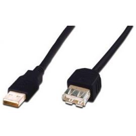Digitus USB 2.0 (AM/AF) 5.0m[Кабель USB-A (M/F) заряджання/синхронізації, DIGITUS, 5м, чорний]