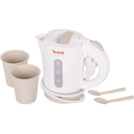Tefal Електрочайник Travel-o-city 0.5л, Strix, пластик, в комплекті 2 склянки + 2 ложки, біло-бежевий