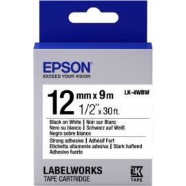Epson Картридж зі стрічкою LK4WBW принтерів LW-300/LW-400/LW-400VP/LW-600P/LW-700/LW-Z710/LW-900P/LW-1000P/LW-Z5000BE Strng adh Blk/Wht 12mm/9m