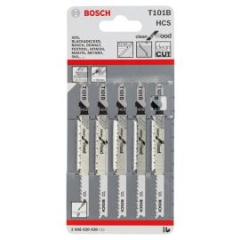 Bosch Полотно пиляльне для електролобзика по дереву T101B, HCS лобзикова, 5шт