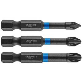 Graphite Біти ударні, набір 3шт, 1/4", PZ1/2/3x50мм, сталь S2