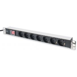 Digitus Блок розеток 1U, 7xSchuko, 16A, 250V, вимикач, вилка Schuko
