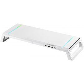 2E Gaming Підставка для монітора CPG-007, 550x205x7мм, phone holder/storage drawer, 4xUSB-A, RGB, білий