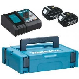 Makita Набір акумуляторів + зарядний пристрій 197952-5, LX BL1830 x 2шт (18В, 3Ач) + DC18RC, кейс Makpac1