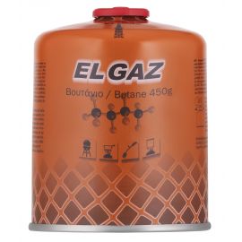EL GAZ Балон-картридж газовий ELG-400, бутан 450 г, для газових пальників, з двошаровим клапаном, одноразовий