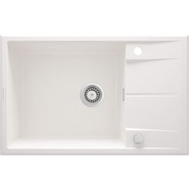 Deante Мийка кухонна Eridan, граніт, прямокут., з крилом, 780х500х210мм, чаша - 1, накладна, алебастр