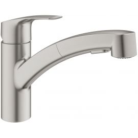 Grohe Змішувач для кухні Via, довж.виливу - 227мм, поворотний/витяжний, 1важіль, супер сталь