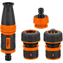 Neo Tools Набір для поливу 3/4", зрошувач ручний прямий, 2 конектори для шланга, конектор для крана 3/4"-1"