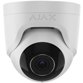 Ajax IP-Камера дротова TurretCam, 5мп, 4мм, Poe, True WDR, IP 65, ІЧ 35м, аудіо, кут огляду 75°до 85°, купольна, біла