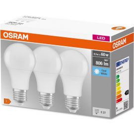 Osram Набір ламп 3шт LED E27 8.5Вт 4000К 806Лм A60