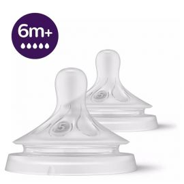 AVENT Соска Natural 6міс+, силіконова, Природний потік, швидкий потік, 2шт