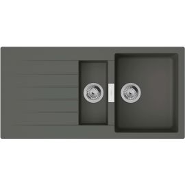 Мийка кухонна Hansgrohe S52, граніт, прямокутник, з крилом, 980х480х190мм, чаша - 1.5, врізна, сірий камінь
