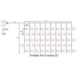 Twinkly Pro Smart LED Гірлянда Twinkly Pro Curtain RGBW 250 (10 по 25), IP65, AWG22 PVC, прозорий