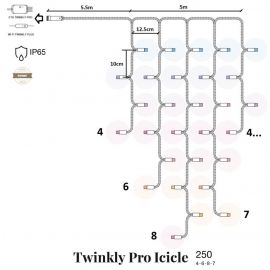 Twinkly Pro Smart LED Гірлянда Twinkly Pro Icicle RGBW 250, AWG22, IP65, прозорий
