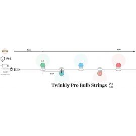 Twinkly Pro Smart LED Гірлянда Twinkly Pro Strings RGB 20, G45 лампи, IP65, AWG22 PVC, чорний